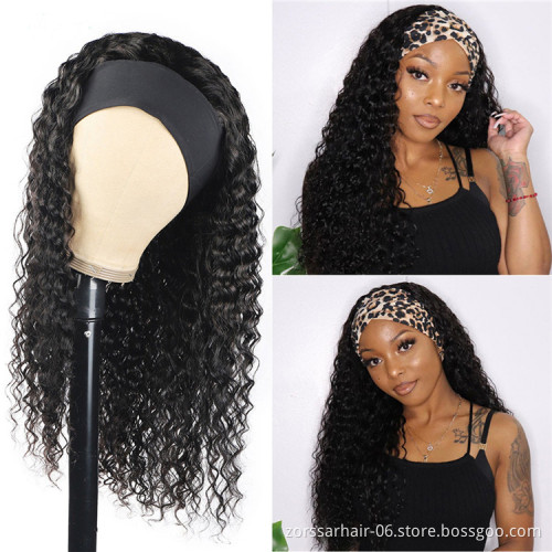 cheap natural virgin brazilian hair human wig vendors deep wave headband wig human hair